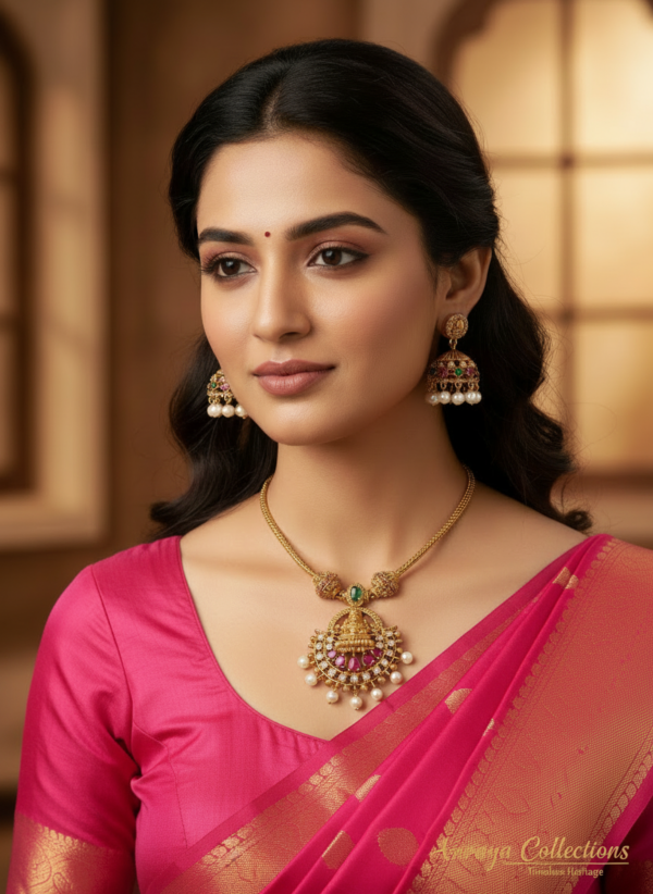 Temple Jewellery Set, Necklace and Jhumka Earrings for Women