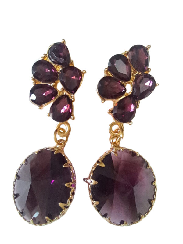 Anvaya Collection, Anti Tarnish, Elegant Purple Crystal Drop Earrings,  Fashion Jewelry for Women (purple)