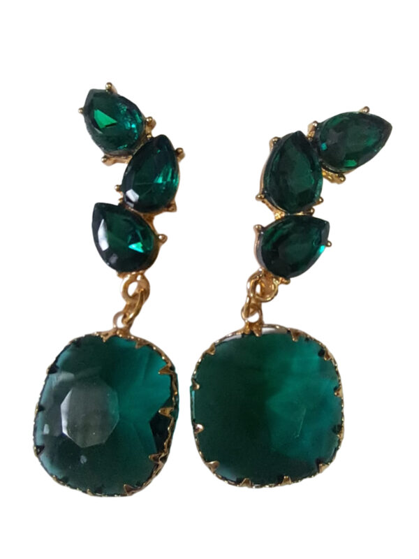 Anvaya Collections, Elegant Emerald Crystal Drop Earrings,  Fashion Jewelry for Women(green)