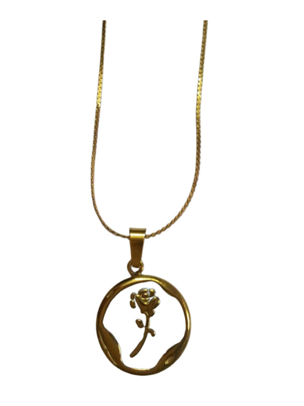 Anti Tarnish,  Gold-Toned Rose Pendant Necklace, , Fashion Jewelry for Women