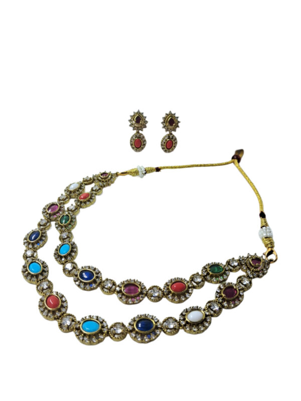 Multicolor Kundan Necklace Set with Matching Earrings,