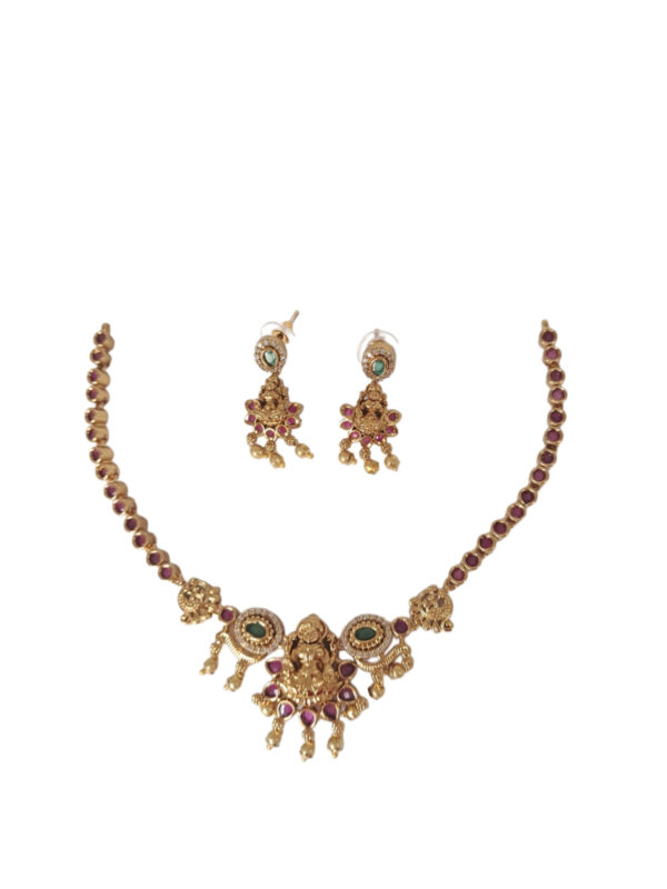 Temple Jewelry Set, Antique Finish Necklace and Earrings for Women, South Indian Style