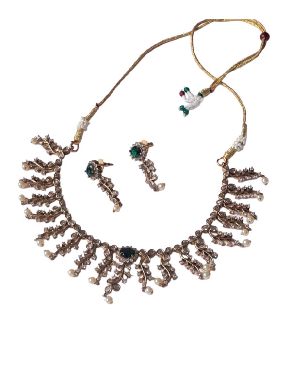 Necklace Set with Matching Earrings, Gold Tone Jewellery for Women(Green)