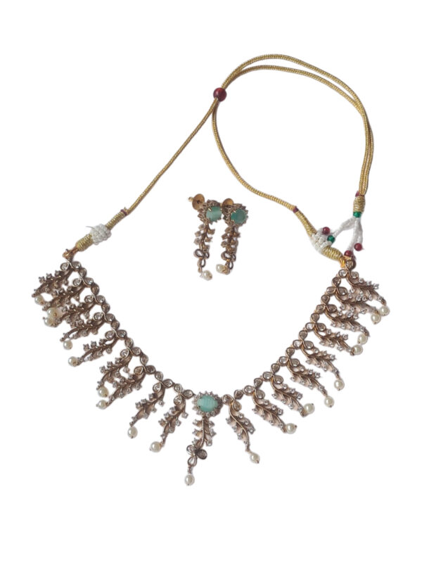 Necklace Set with Matching Earrings, Gold Tone Jewellery for Women(light Green)